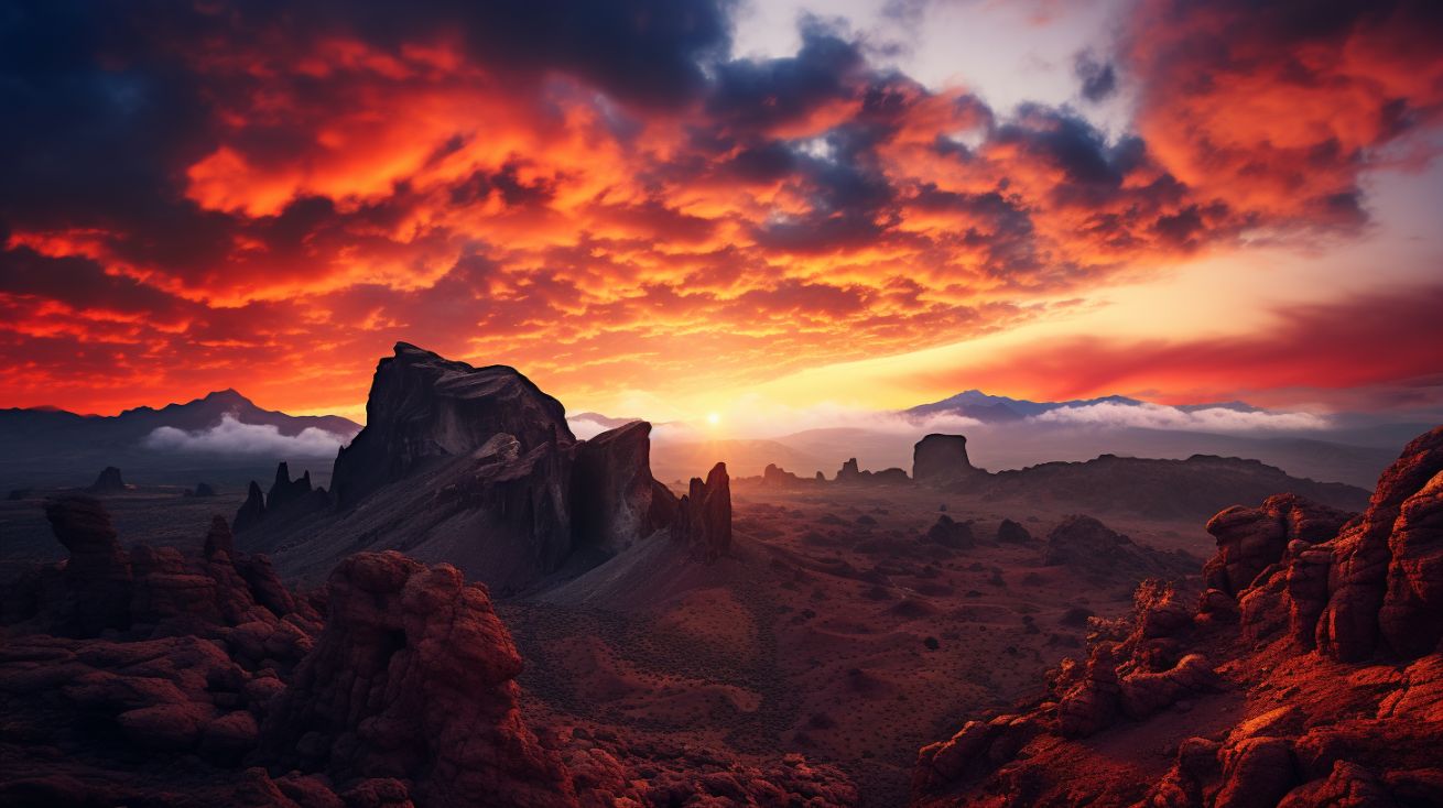 Teide National Park, with a sunset